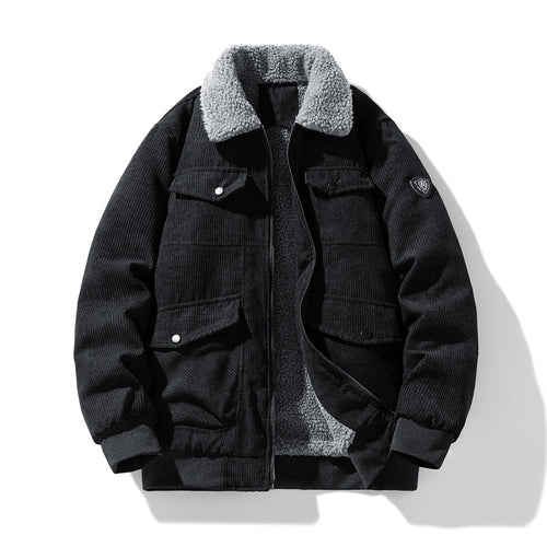 Herren Cord-Fieldjacke mit Teddyfutter, gesteppter Isolierung und Multifachtaschen Echo Archiv