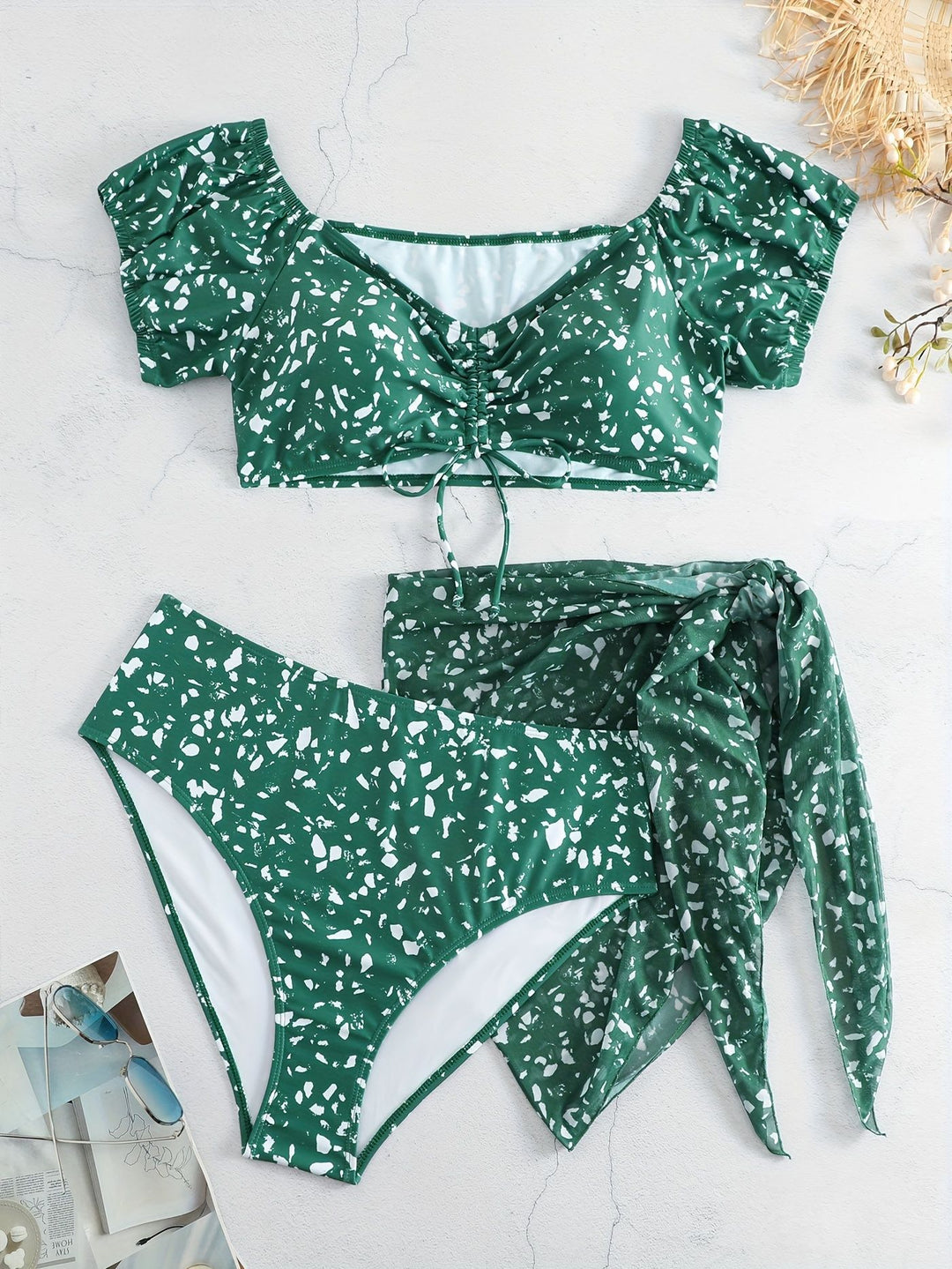Damen Crop-Bikini Oberteil mit Rüschendetails und passendem Unterteil Echo Archiv