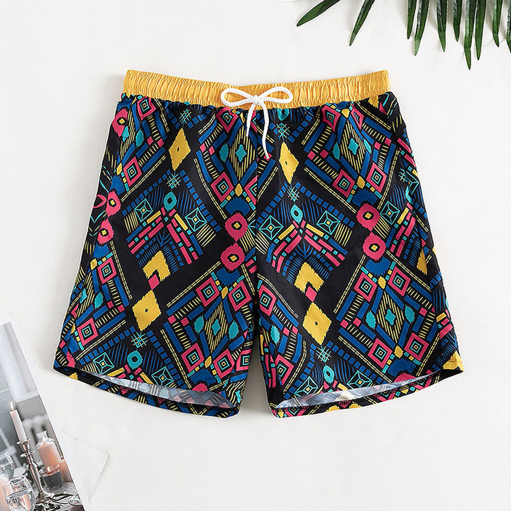 Damen Badeshorts mit elastischem Bund und farbigen geometrischen Mustern Echo Archiv