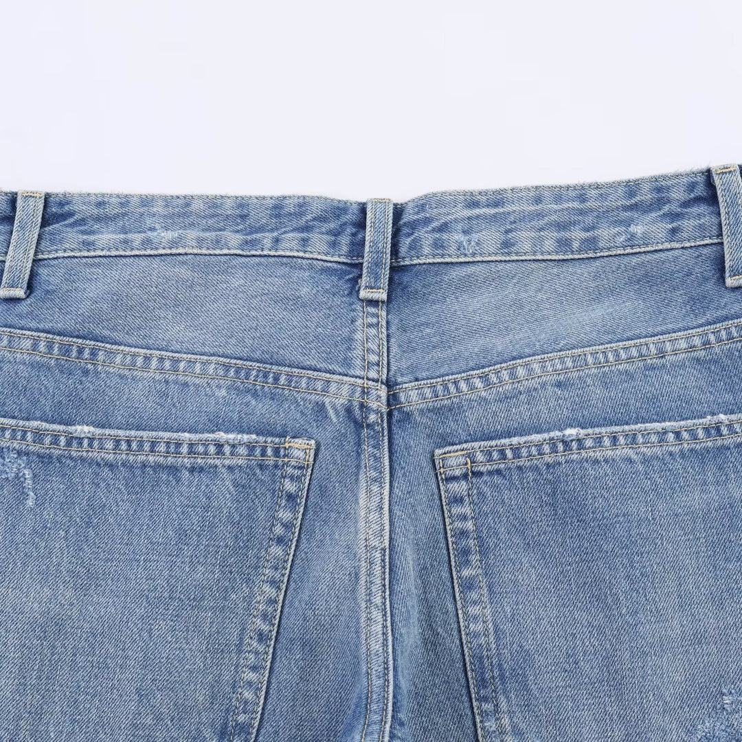 Damen Flared Jeans mit Destroyed-Effekten und Fransenabschlüssen Echo Archiv