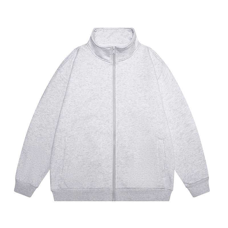 Herren Oversize Sweatjacke mit Stehkragen, durchgehendem Reißverschluss und geripptem Saum Echo Archiv