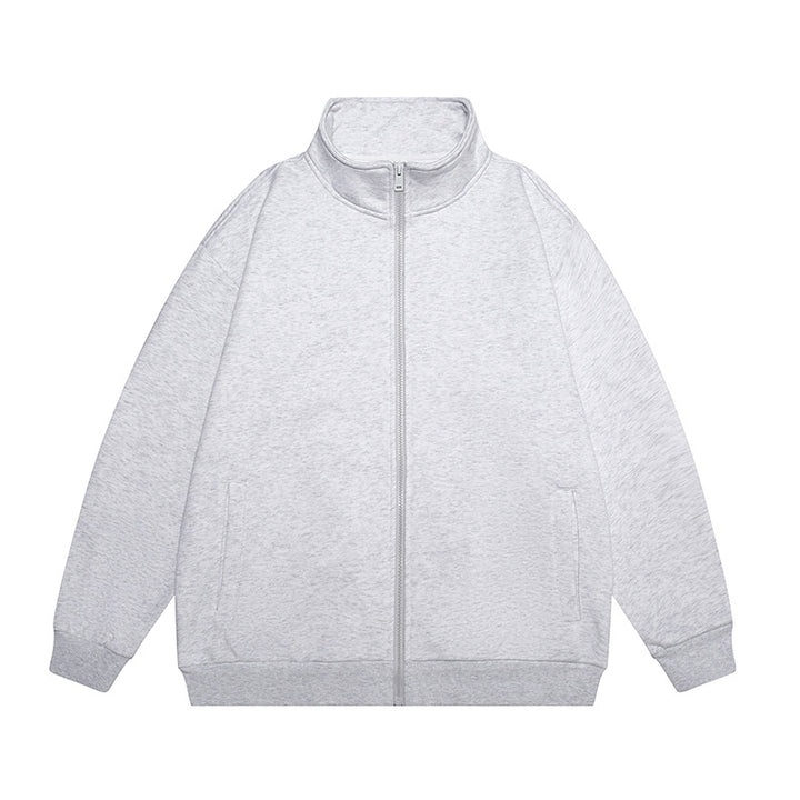 Herren Oversize Sweatjacke mit Stehkragen, durchgehendem Reißverschluss und geripptem Saum Echo Archiv