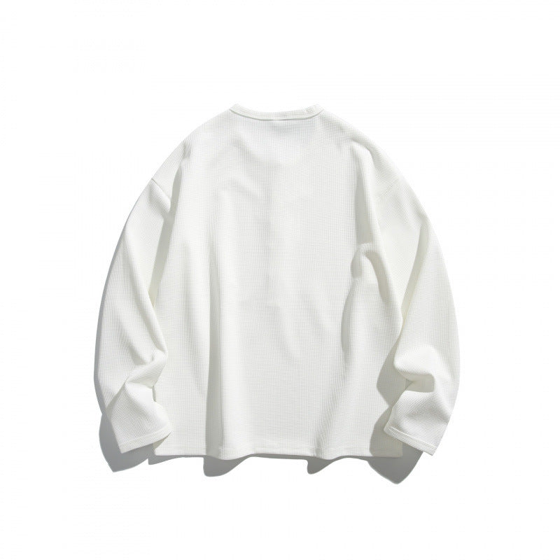 Unisex Waffelstruktur-Henleyshirt mit Knopfleiste und Oversize-Schnitt Echo Archiv