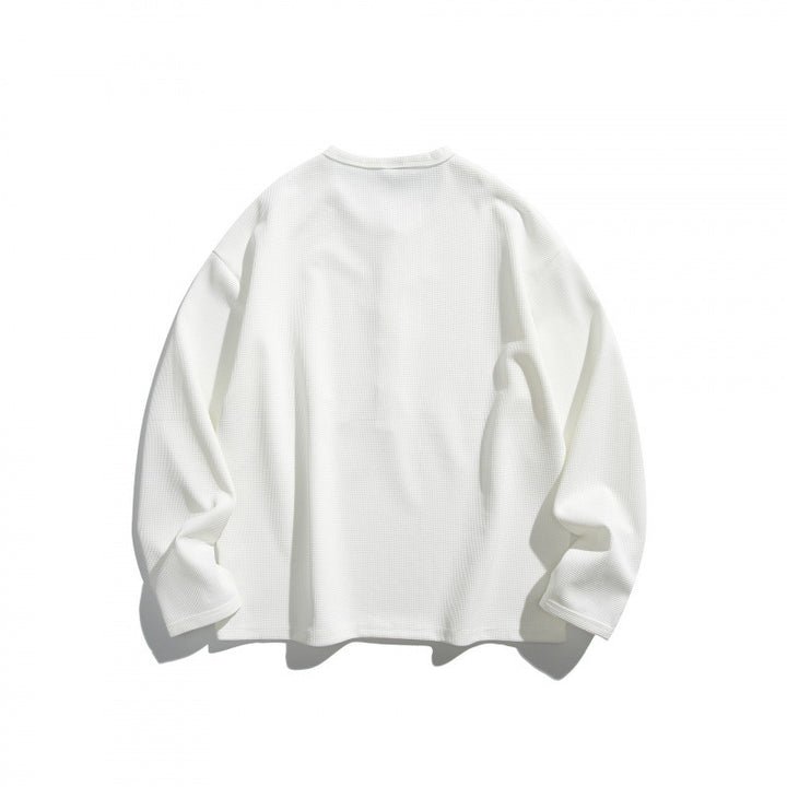 Unisex Waffelstruktur-Henleyshirt mit Knopfleiste und Oversize-Schnitt Echo Archiv