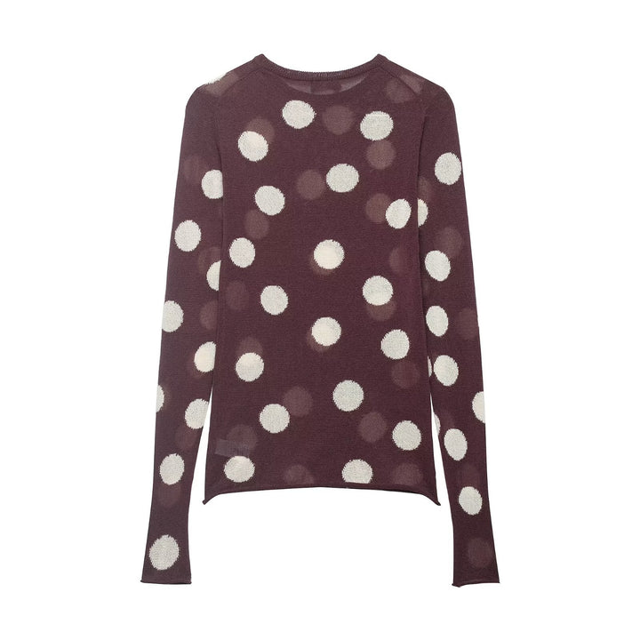 Damen Leichter Polka-Dot Feinstrickpullover mit Rundhals und Relaxed-Schnitt Echo Archiv