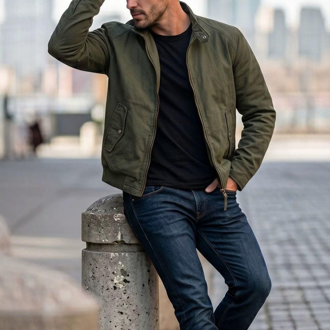 HerrenModische Freizeitjacke mit hohem Kragen – Taviero