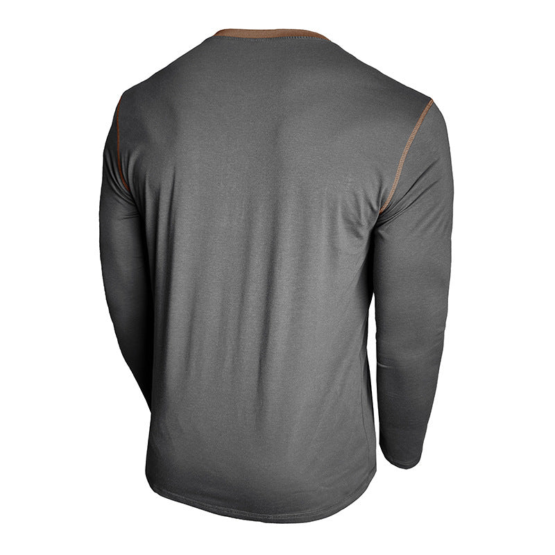 Herren Langarm-Hemd mit modischem Henley-Ausschnitt Echoarchiv