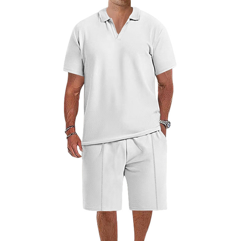Herren lässiges Polo-Shorts-Set mit atmungsaktiver Struktur Echoarchiv
