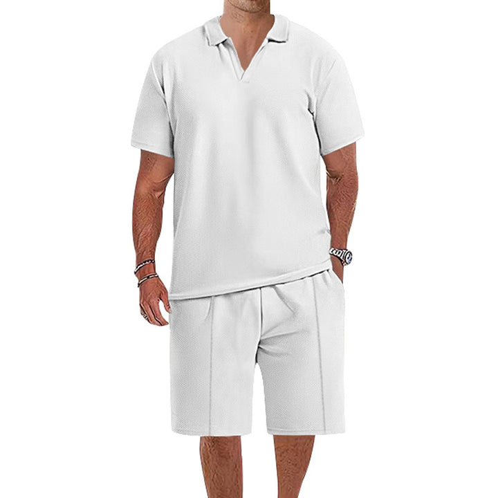 Herren lässiges Polo-Shorts-Set mit atmungsaktiver Struktur Echoarchiv