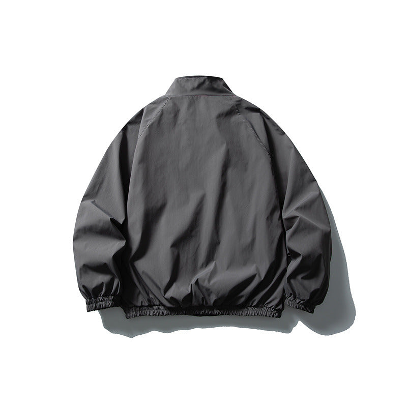 Unisex Leichte wasserabweisende Windjacke mit Stehkragen, Raglanärmeln und elastischem Saum Echoarchiv