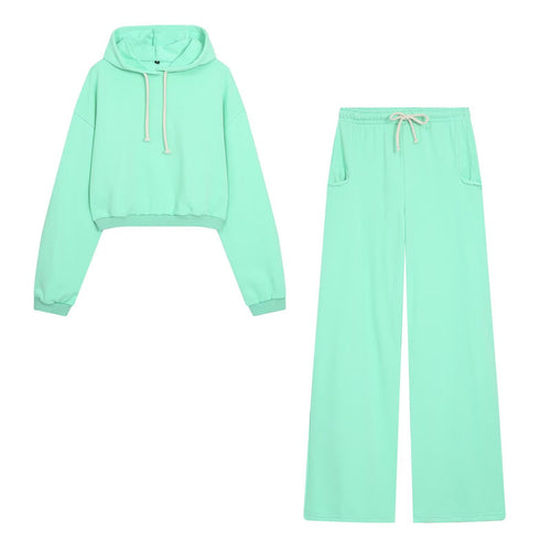 Damen Cropped-Hoodie und Palazzo-Loungehose Set Echo Archiv