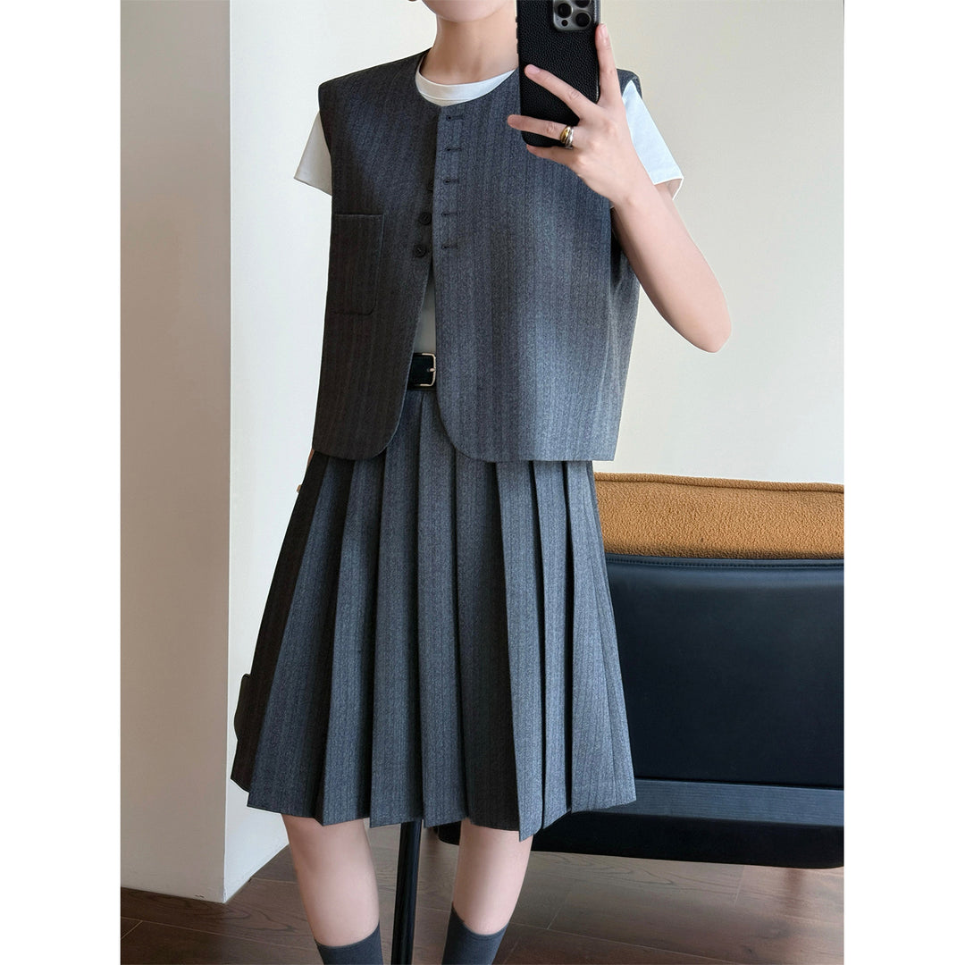 Damen Elegante Blazer-Weste mit gestreiftem Design Echoarchiv