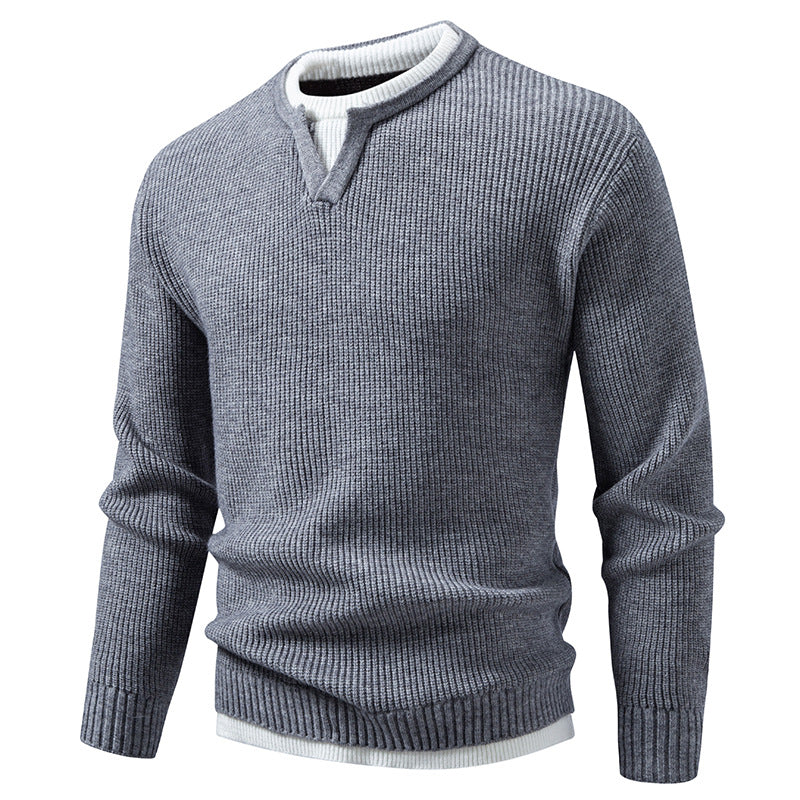 Herren Gerippter Strickpullover mit V-Notch und Lagenlook Echo Archiv