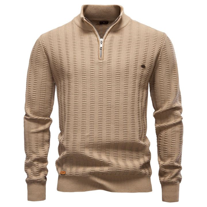 Herren Pullover mit strukturiertem Design und halbem Reißverschluss Echoarchiv