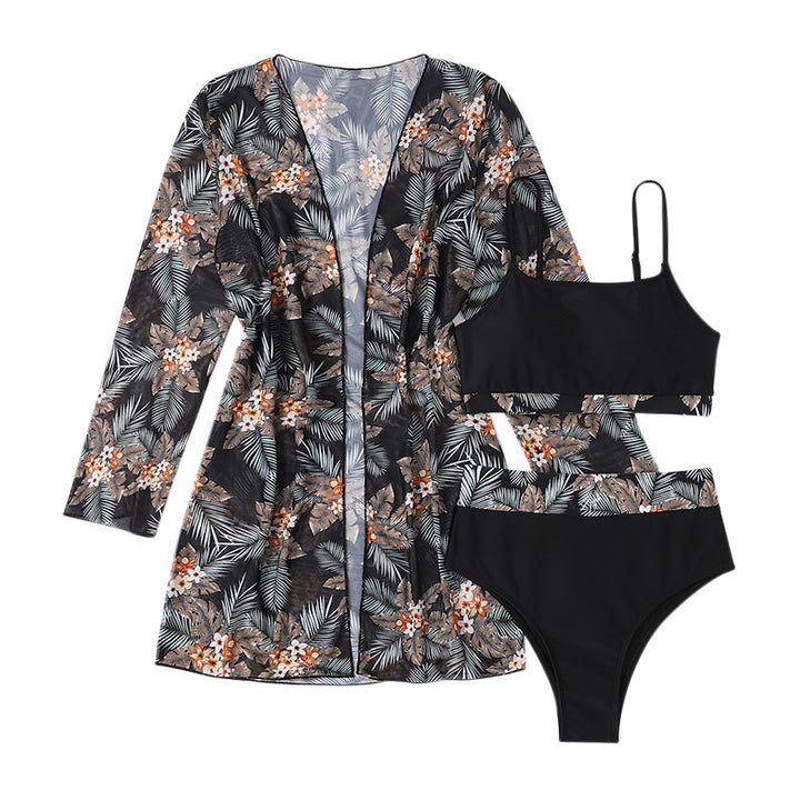 Damen Hochgeschnittener Bikini mit floralem Kimono Echo Archiv