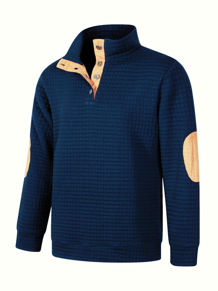 Herren Bequemer Sweatpullover mit Knopfleiste und Kontrastelementen Echoarchiv