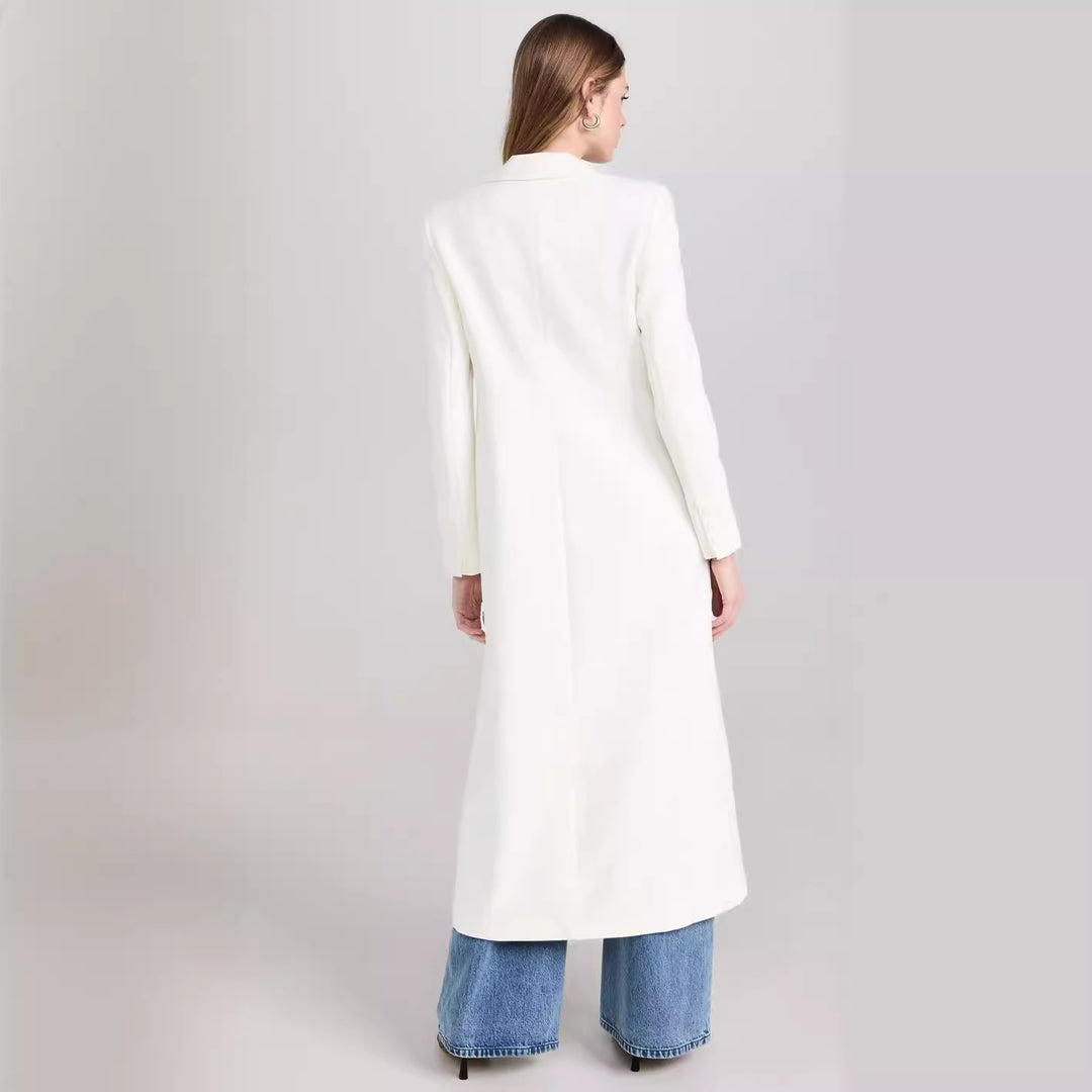 Damen Longline-Mantelblazer mit offenem Frontschlitz und schmaler Silhouette Echoarchiv