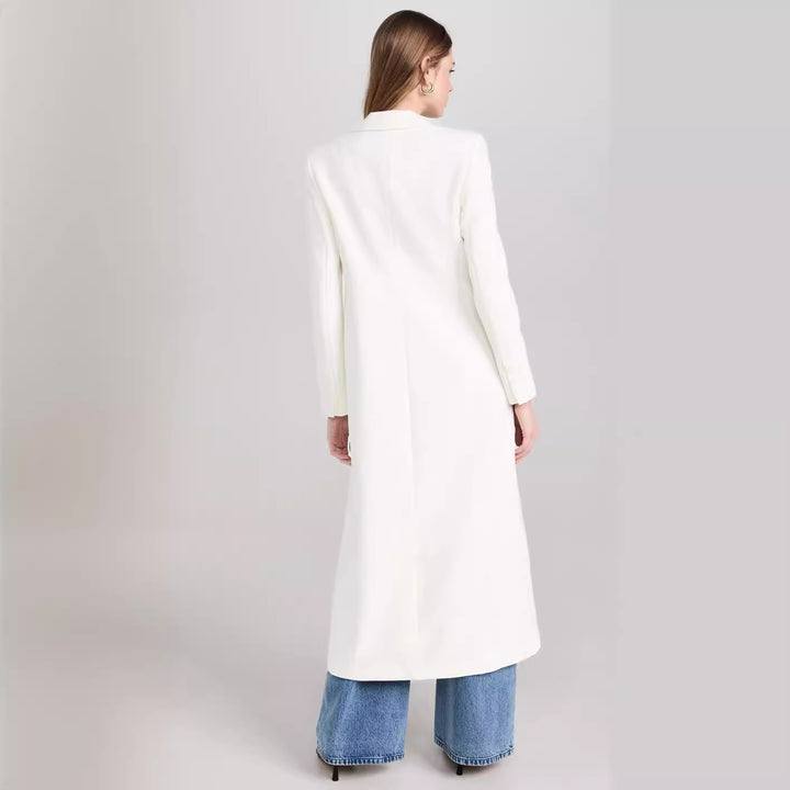 Damen Longline-Mantelblazer mit offenem Frontschlitz und schmaler Silhouette Echoarchiv