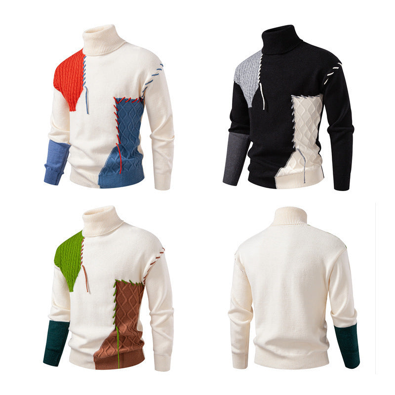 Herren Rollkragenpullover mit kreativem Strickdesign Echoarchiv