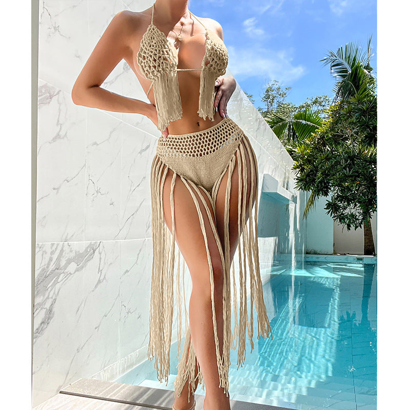 Damen Häkel-Bikini-Set mit fransigen Akzenten und einzigartigem Schnitt Echo Archiv