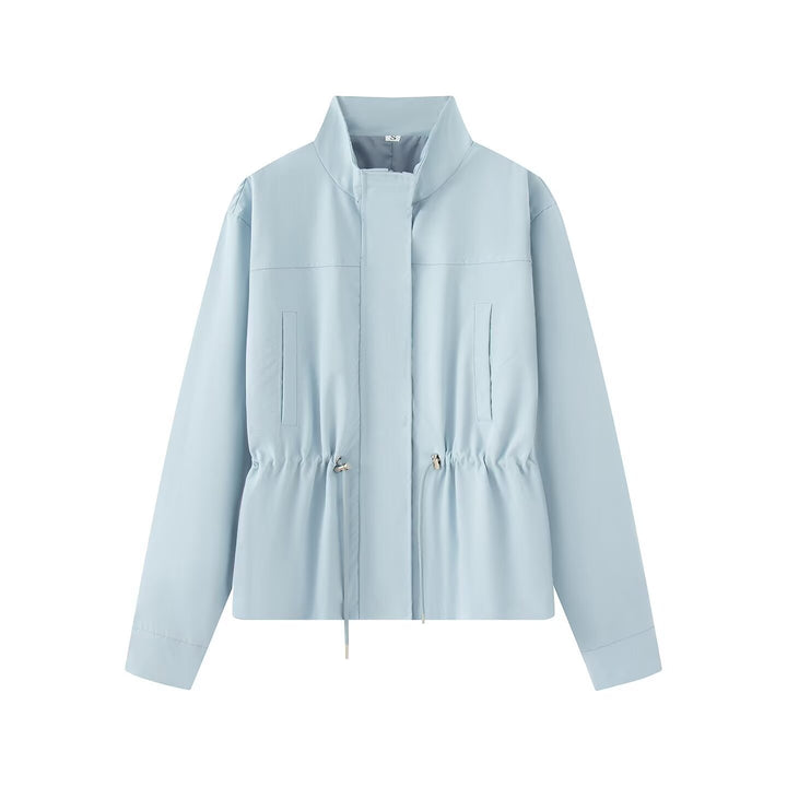 Damen Leichte Wind- und Regenjacke mit Tunnelzug-Taille und Stehkragen Echo Archiv