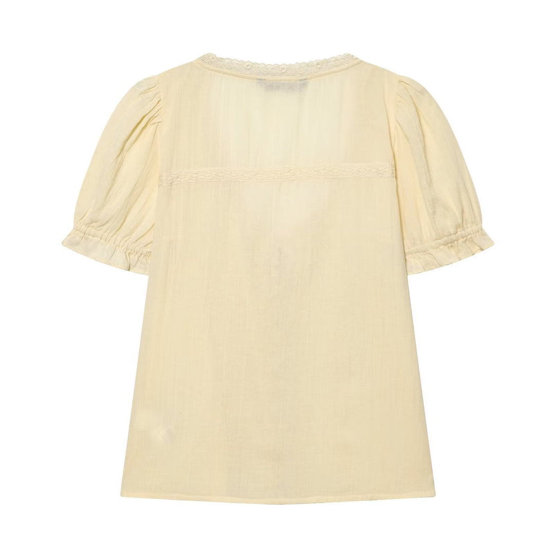 Damen luftige Bluse mit Rüschendetails und dekorativen Knöpfen Echo Archiv
