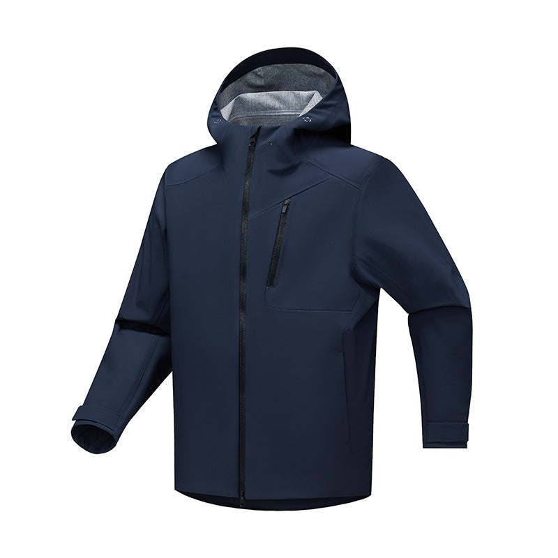 Herren Technische Softshell‑Regenjacke mit wasserdichter Membran, verschweißten Nähten & Kapuze Echoarchiv