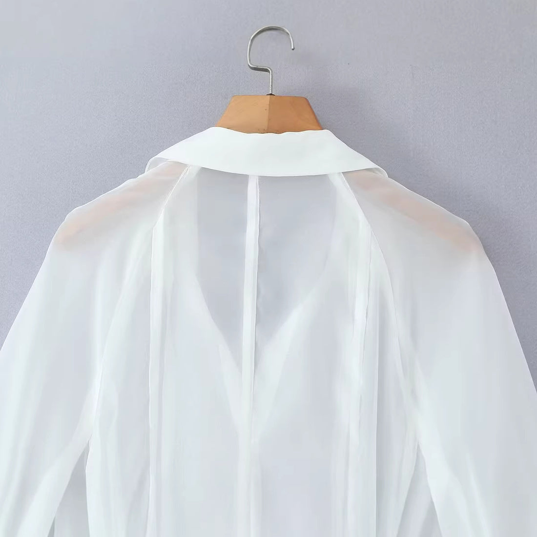 Damen Transparentes Hemdblusenkleid mit weitem Taillengürtel und Volantrock Echoarchiv