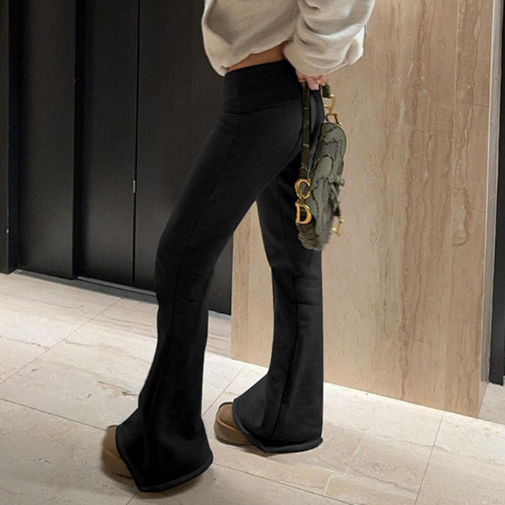 Damen nan weiche Highwaist Yoga-Schlaghose mit ausgestelltem Bein und Stretchbund Echo Archiv