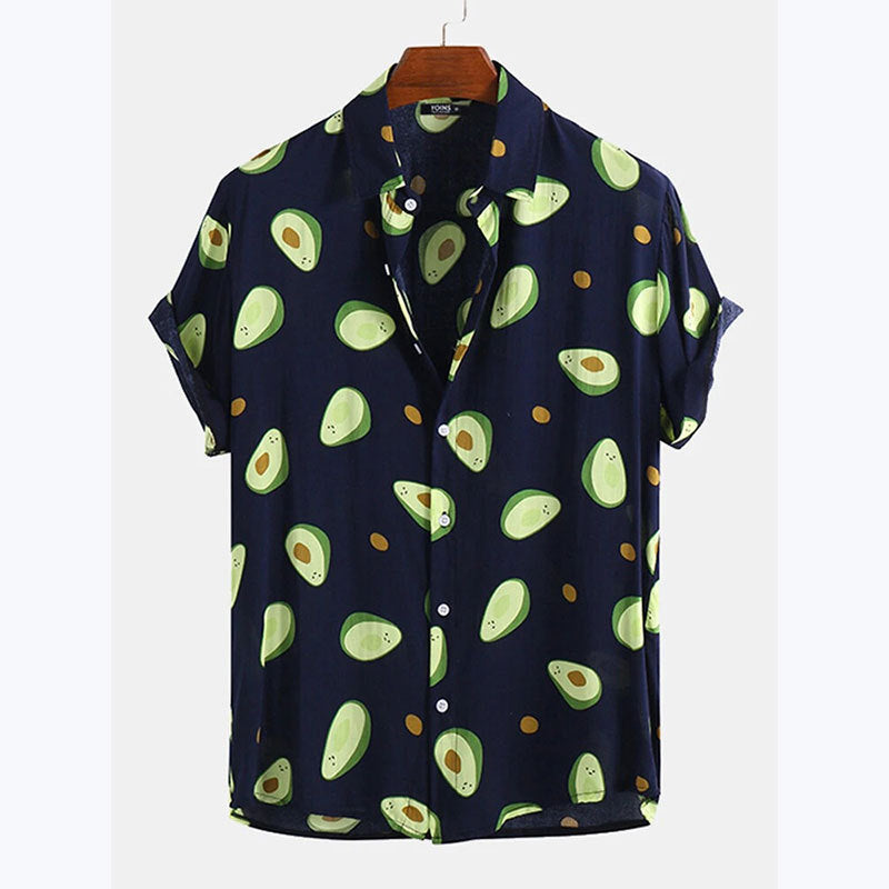 Herren Kurzarmhemd mit frischem Avocado-Muster Echoarchiv