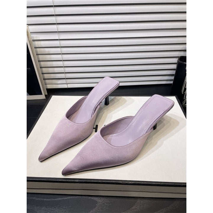 Damen Spitz zulaufende Mule mit niedrigem Kittenabsatz und fersenfreiem Design – Avérine