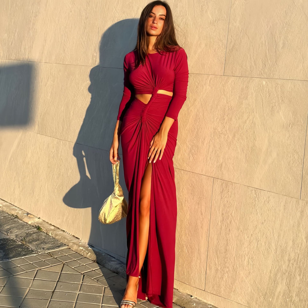Damen elegantes Wickelkleid mit raffinierten Drapierungen und Cut-Out-Details Echo Archiv