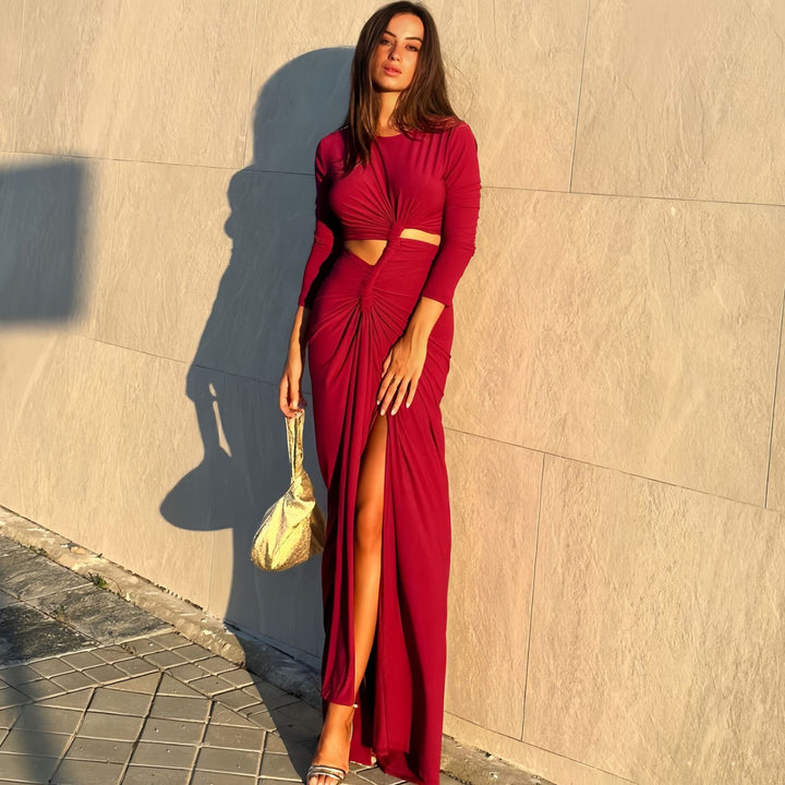 Damen elegantes Wickelkleid mit raffinierten Drapierungen und Cut-Out-Details Echo Archiv