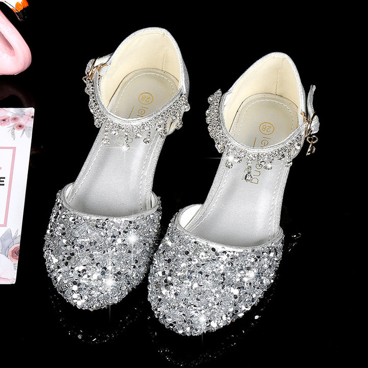 Mädchen Glitzernde Ballerina-Sandalen mit hohen Absatz und Anhänger Echo Archiv
