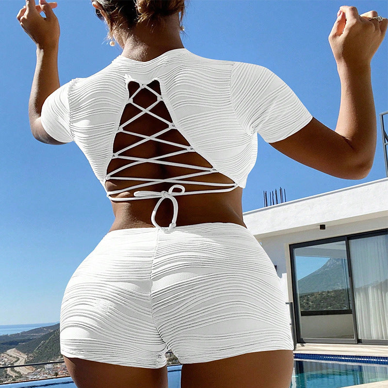 Damen Crop-Top und Shorts Set Echo Archiv