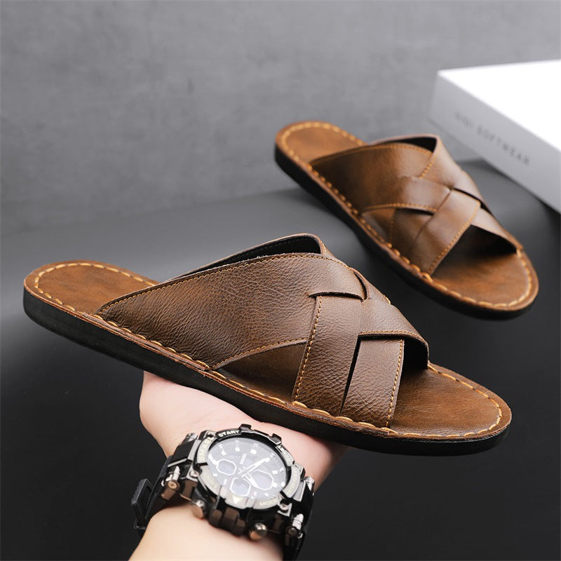 Herren Elegante und bequeme Leder-Sandalen mit verstellbarem Riemensystem – Tavélo