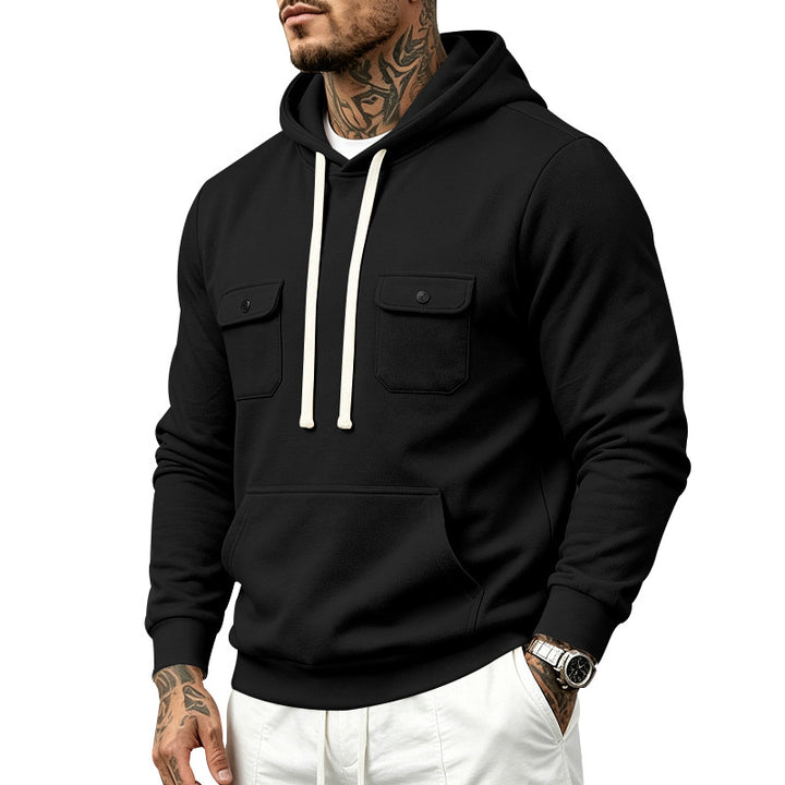 Herren Kapuzenpullover mit Brustklappen- und Kängurutasche Echoarchiv