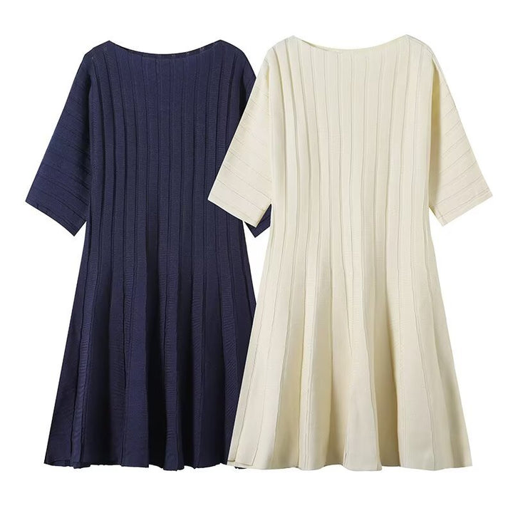 Damen Strukturiertes A-Linien Strickkleid mit halblangen Ärmeln Echo Archiv