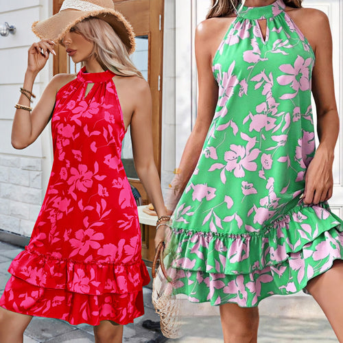 Damen Sommerliches Strandkleid mit Rüschen und attraktivem Blumenmuster Echo Archiv