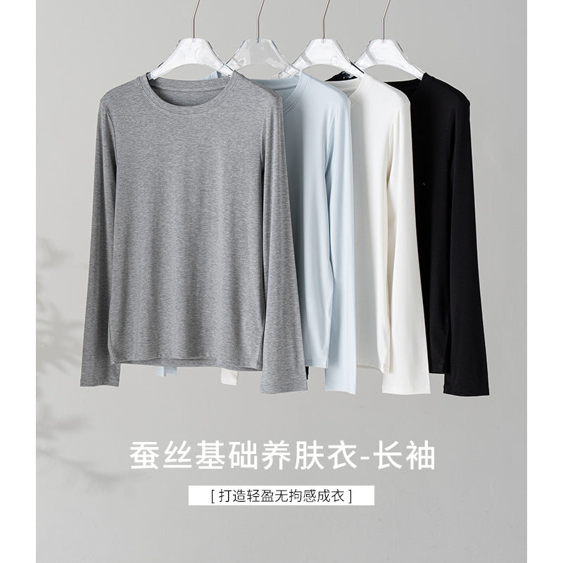 Damen Feines Longsleeve aus elastischem Modal-Jersey mit Rundhalsausschnitt und figurumspielendem Fall Echo Archiv