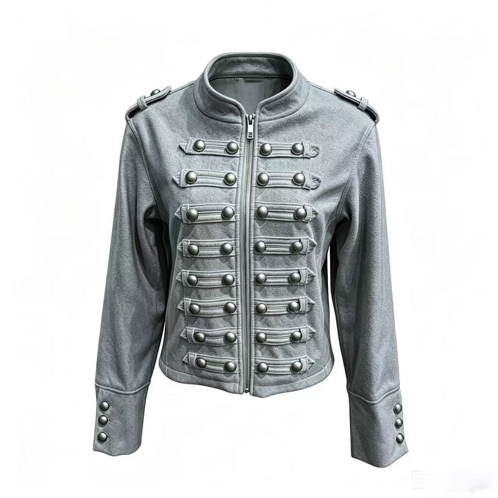 Damen Kurzjacke im Military‑Stil mit Stehkragen, Zierknopfleiste und Schulterklappen Echo Archiv