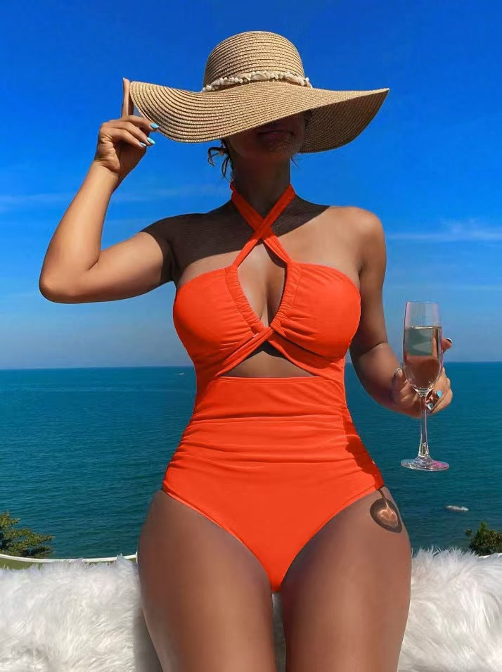 Damen Hoch geschnittener Monokini mit raffiniertem Kreuz-Design Echo Archiv