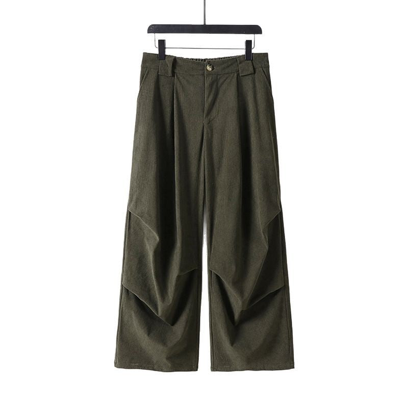 Damen Weite Cordhose mit hoher Taille, Bundfalten und Eingrifftaschen Echoarchiv