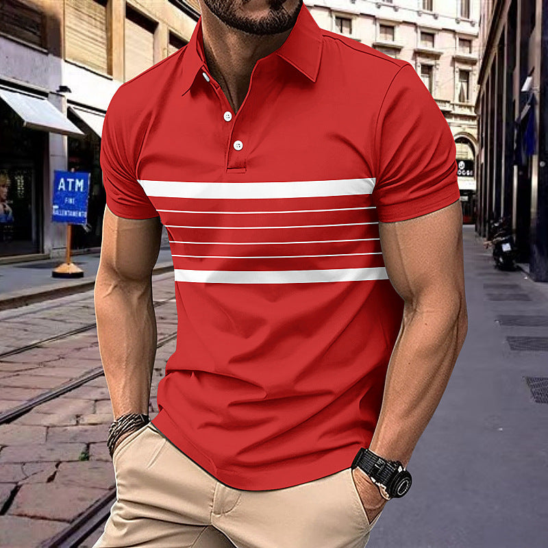 Herren sportliches Poloshirt mit modernen Horizontalstreifen Echoarchiv