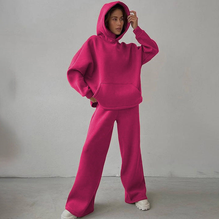 Damen nan Cozy-Komplettset mit extraweichem Oversize-Hoodie, Kängurutasche und High-Waist Palazzo-Sweathose Echo Archiv