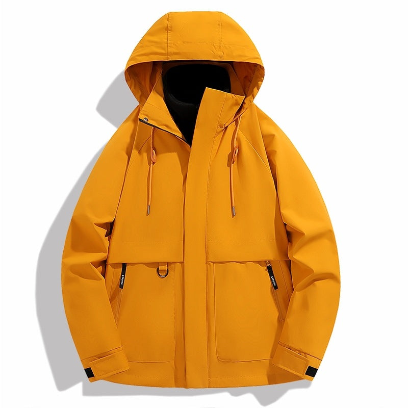 Herren wetterfeste Outdoor-Jacke mit verstellbarer Kapuze und praktischen Taschen Echoarchiv