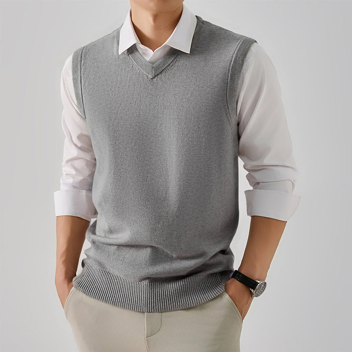 Herren eleganter V-Ausschnitt Pulloverweste Echoarchiv