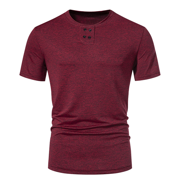 Herren modisches T-Shirt mit strukturiertem Obermaterial und asymmetrischem Kragen Echoarchiv