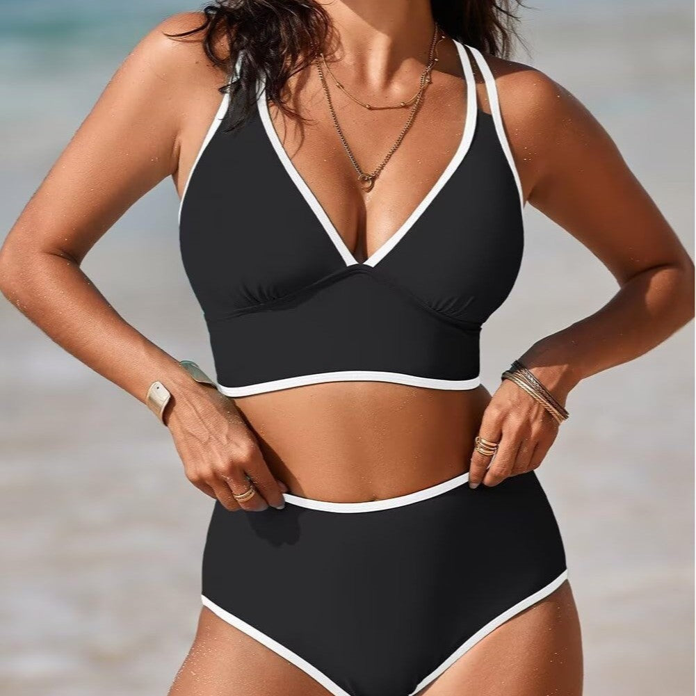 Damen Bikini-Set mit elegantem Hochgeschnittenen Höschen und verstellbaren Trägern Echo Archiv