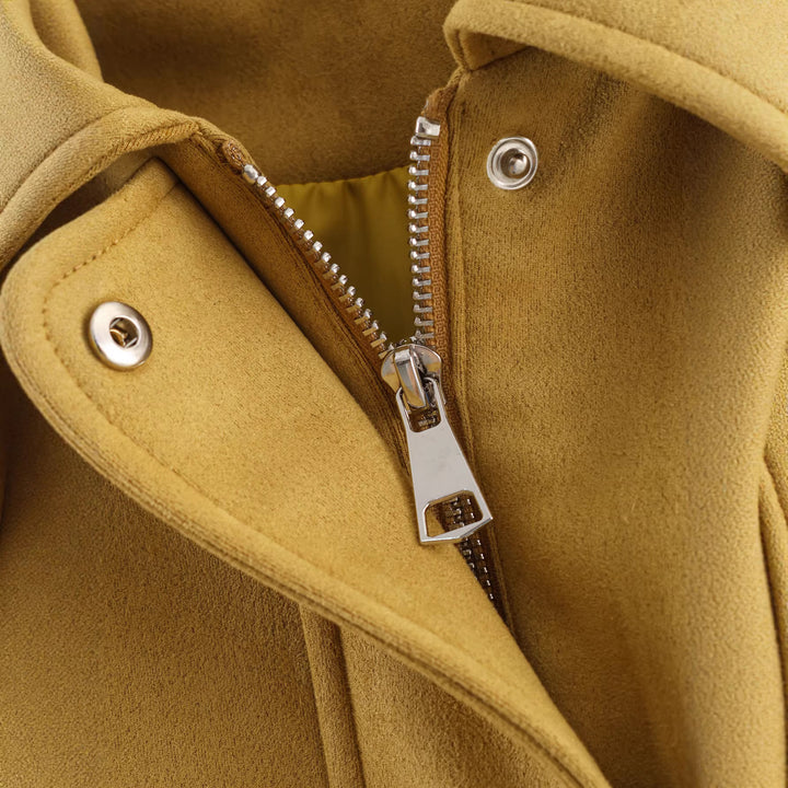 Damen Cropped Boxy Jacke in Velourslederoptik mit Hemdkragen Echoarchiv